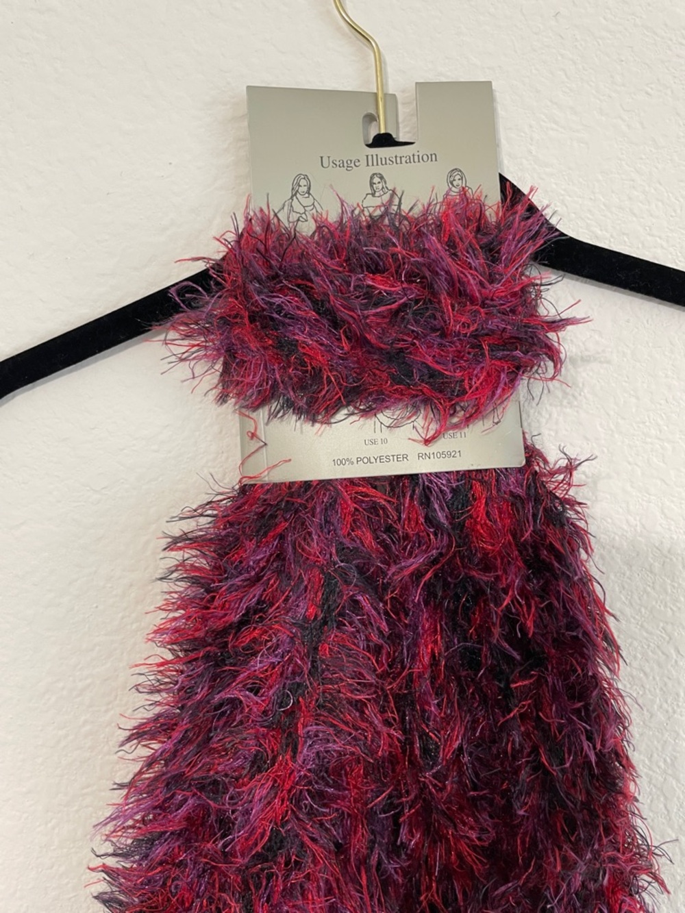 Magic Burgundy and Purple Fuzzy Feather Scarf - Picture 4 of 6